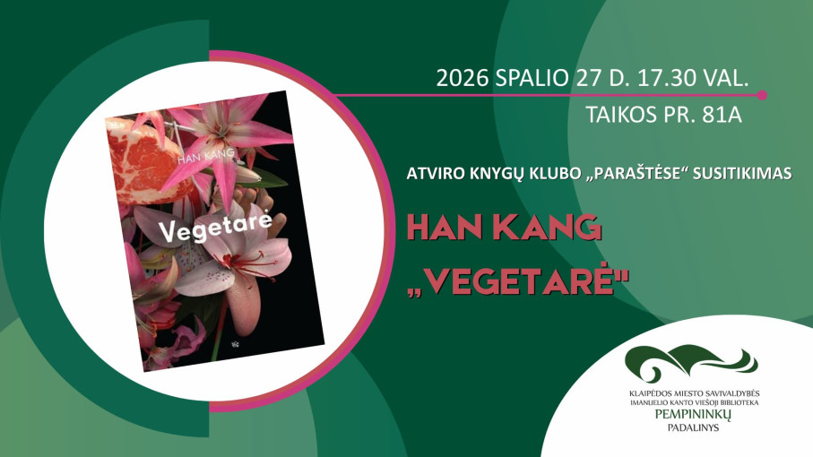 Renginio nuotrauka, Atviras knygų klubo „Paraštėse“ susitikimas: knygos „Vegetarė“ aptarimas