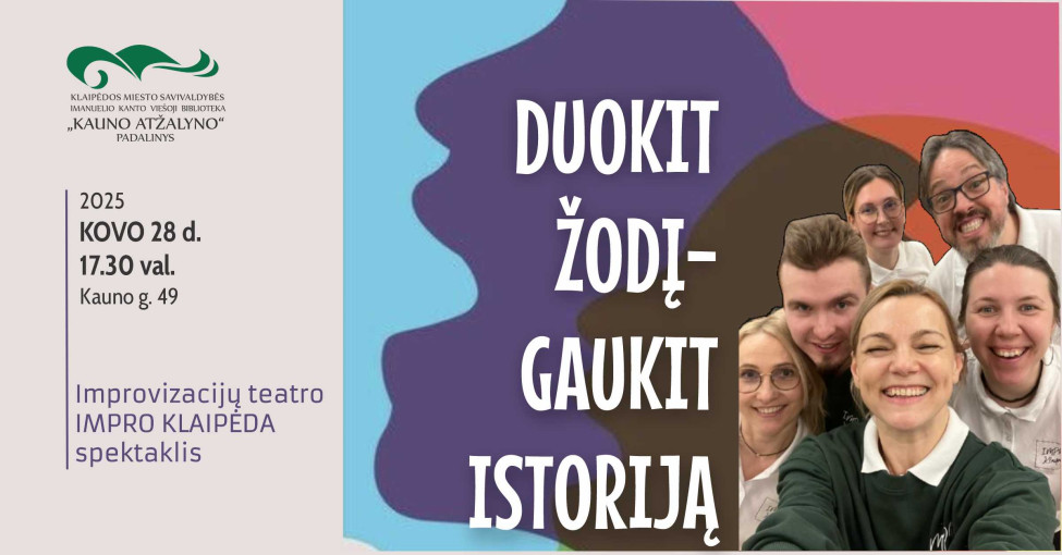 Renginio nuotrauka, Improvizacijų spektaklis „Duok žodį – gaukit istoriją“