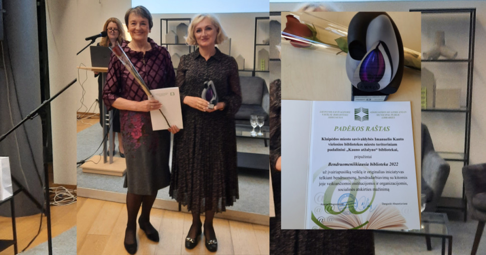 Klaipėdos Imanuelio Kanto viešajai bibliotekai –  Savivaldybių viešųjų bibliotekų asociacijos įvertinimas