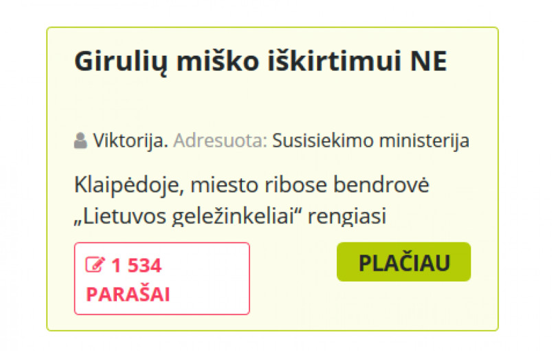 Žmonės vienijasi prieš Girulių miško iškirtimą - pasirodė peticija