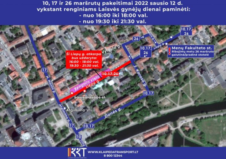 Eismo ir viešojo transporto pokyčiai sausio 12 d.