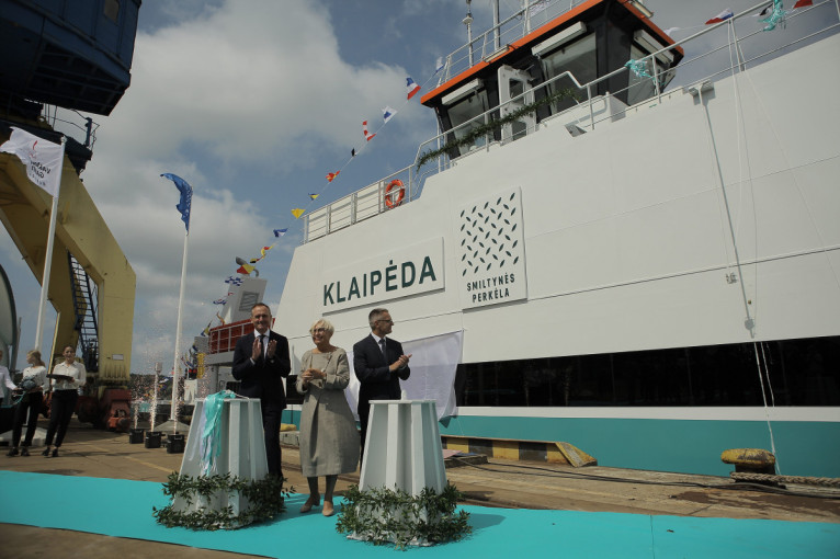Naujai pastatytam keltui suteiktas vardas „Klaipėda“
