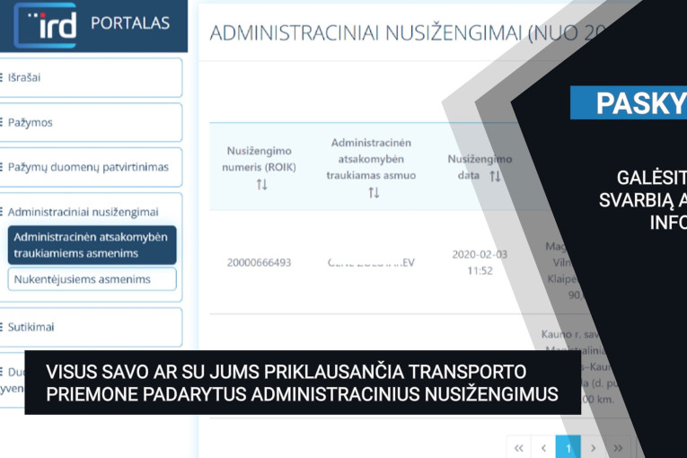 Vairuotojai apie nusižengimus gali sužinoti patogiau