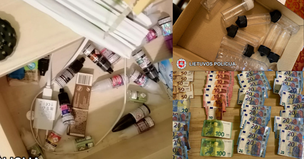 Klaipėdoje su įkalčiais sulaikyti asmenys platinę skysčius su narkotinėmis medžiagomis
