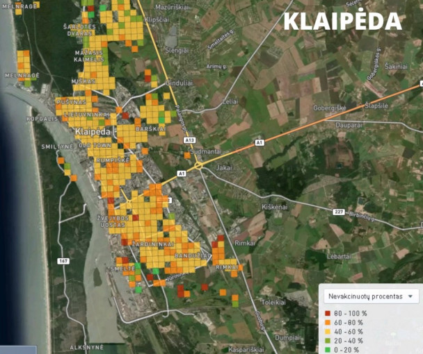 Statistikos departamentas nurodė, kurioje Klaipėdos dalyje daugiausia nevakcinuotų asmenų